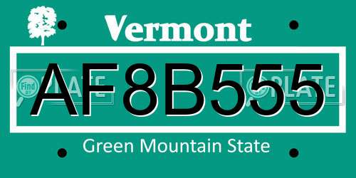 AF8B555 Vermont License Plate