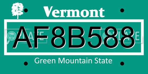 AF8B588 Vermont License Plate