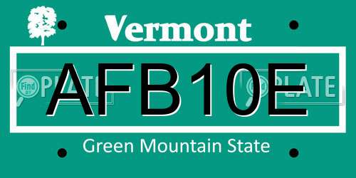 AFB10E Vermont License Plate