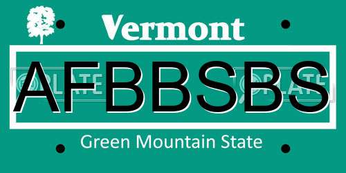 AFBBSBS Vermont License Plate