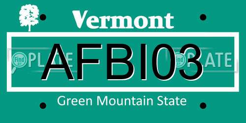 AFBI03 Vermont License Plate