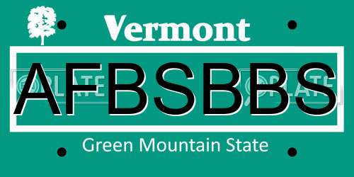 AFBSBBS Vermont License Plate