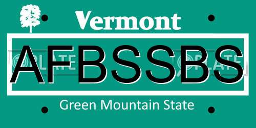 AFBSSBS Vermont License Plate