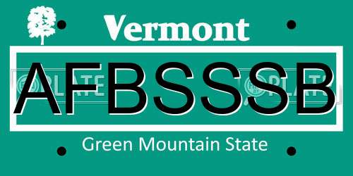 AFBSSSB Vermont License Plate