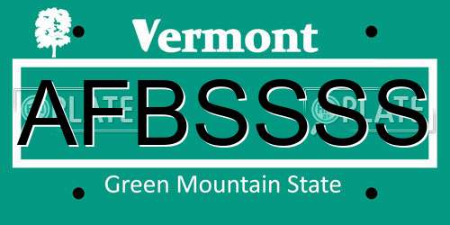 AFBSSSS Vermont License Plate