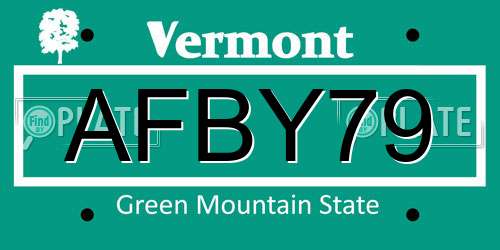 AFBY79 Vermont License Plate