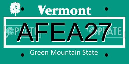 AFEA27 Vermont License Plate