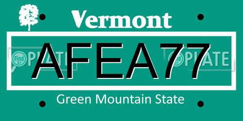AFEA77 Vermont License Plate