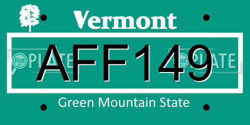 AFF149 Vermont License Plate
