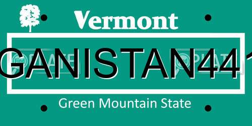 AFGANISTAN44106 Vermont License Plate