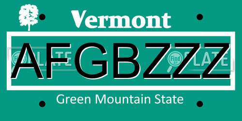 AFGBZZZ Vermont License Plate