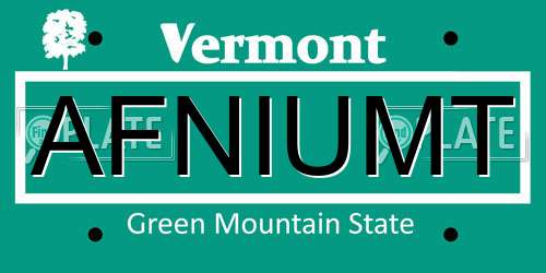 AFNIUMT Vermont License Plate