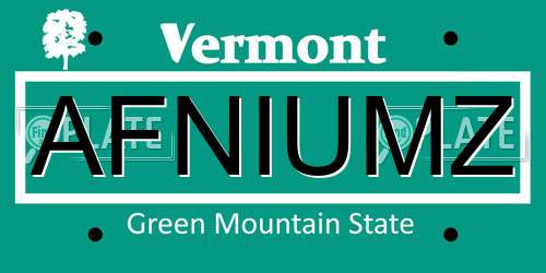 AFNIUMZ Vermont License Plate