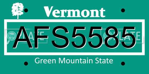AFS5585 Vermont License Plate