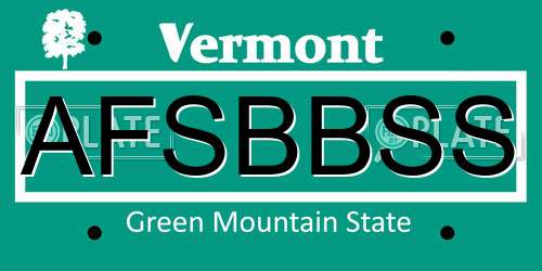 AFSBBSS Vermont License Plate