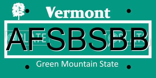 AFSBSBB Vermont License Plate