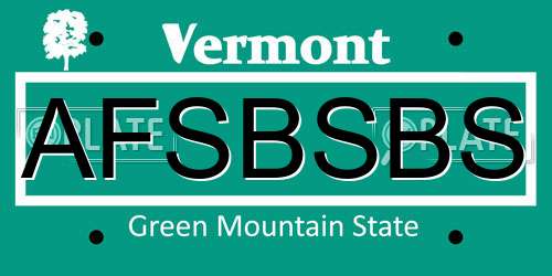 AFSBSBS Vermont License Plate