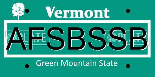 AFSBSSB Vermont License Plate