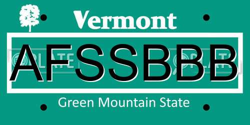 AFSSBBB Vermont License Plate