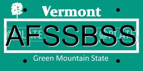 AFSSBSS Vermont License Plate