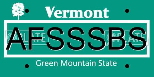 AFSSSBS Vermont License Plate