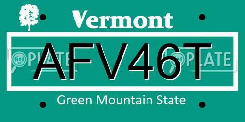 AFV46T Vermont License Plate