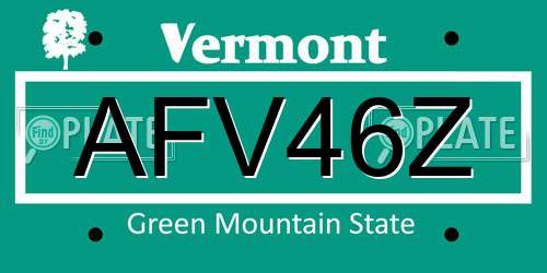 AFV46Z Vermont License Plate