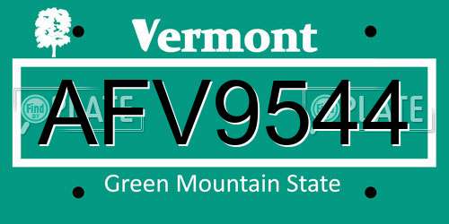 AFV9544 Vermont License Plate