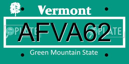 AFVA62 Vermont License Plate