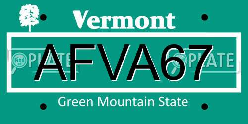 AFVA67 Vermont License Plate