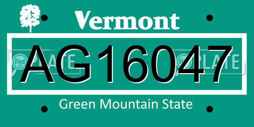 AG16047 Vermont License Plate