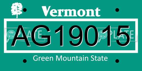 AG19015 Vermont License Plate