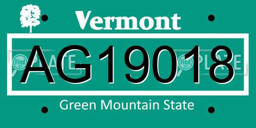 AG19018 Vermont License Plate