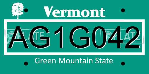 AG1G042 Vermont License Plate