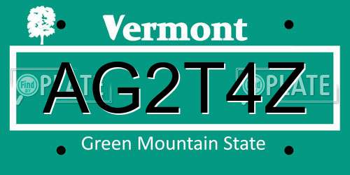AG2T4Z Vermont License Plate