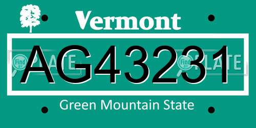 AG43231 Vermont License Plate