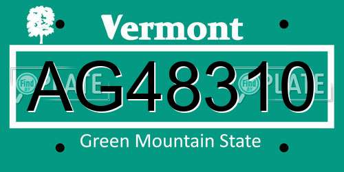 AG48310 Vermont License Plate