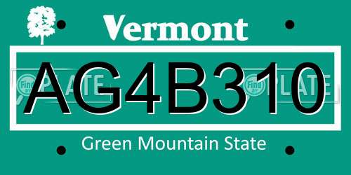 AG4B310 Vermont License Plate