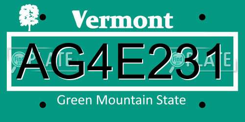 AG4E231 Vermont License Plate