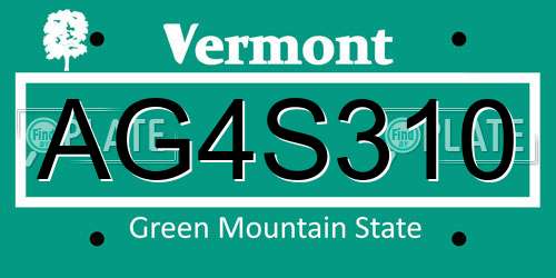 AG4S310 Vermont License Plate