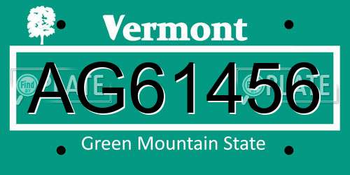 AG61456 Vermont License Plate