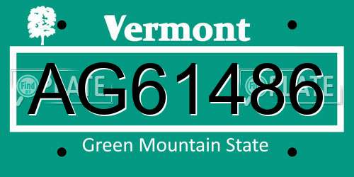 AG61486 Vermont License Plate