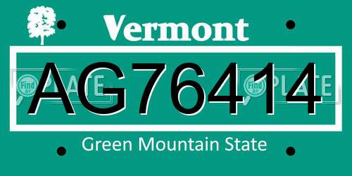 AG76414 Vermont License Plate