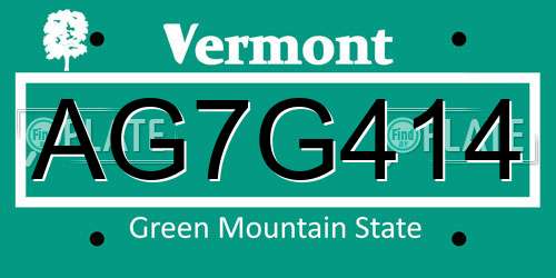 AG7G414 Vermont License Plate