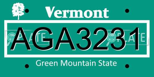 AGA3231 Vermont License Plate