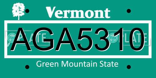 AGA5310 Vermont License Plate