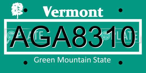 AGA8310 Vermont License Plate