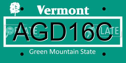 AGD16C Vermont License Plate