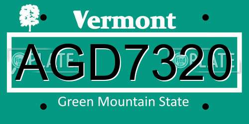 AGD7320 Vermont License Plate
