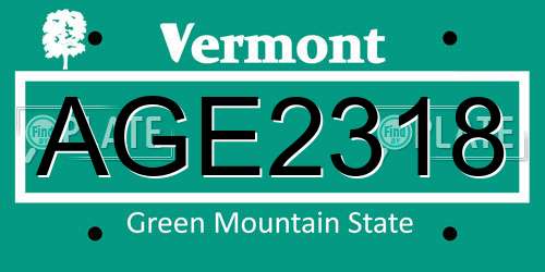 AGE2318 Vermont License Plate